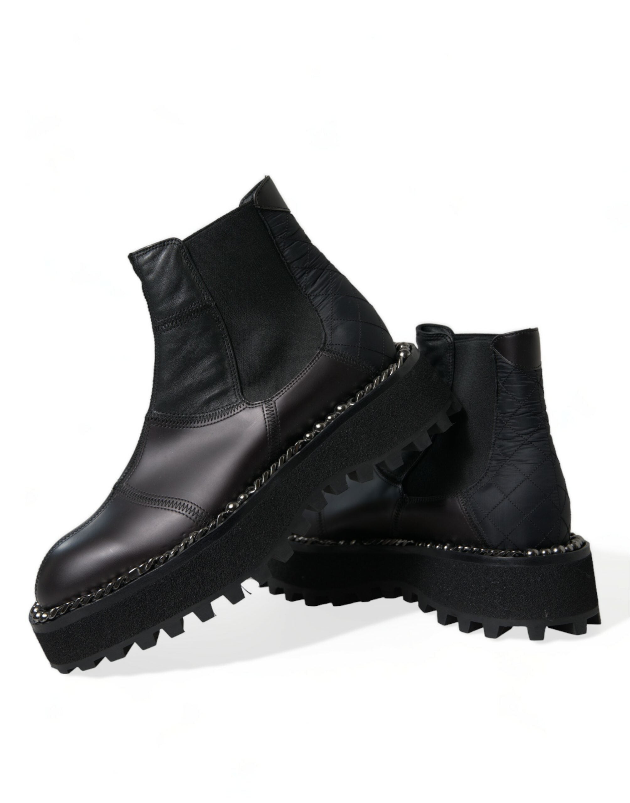 Schwarze Slip-On Chelsea Boots aus Stretch-Leder