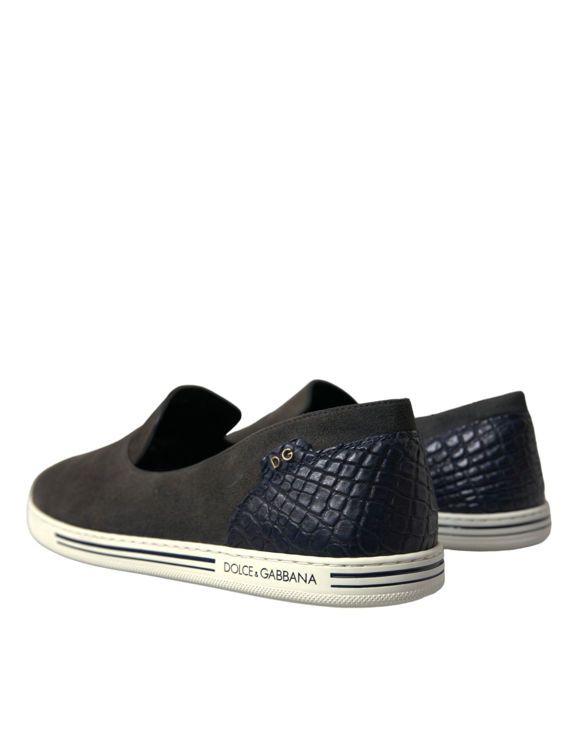 Blue Suede Caiman Men's Loafers Slippers Shoes