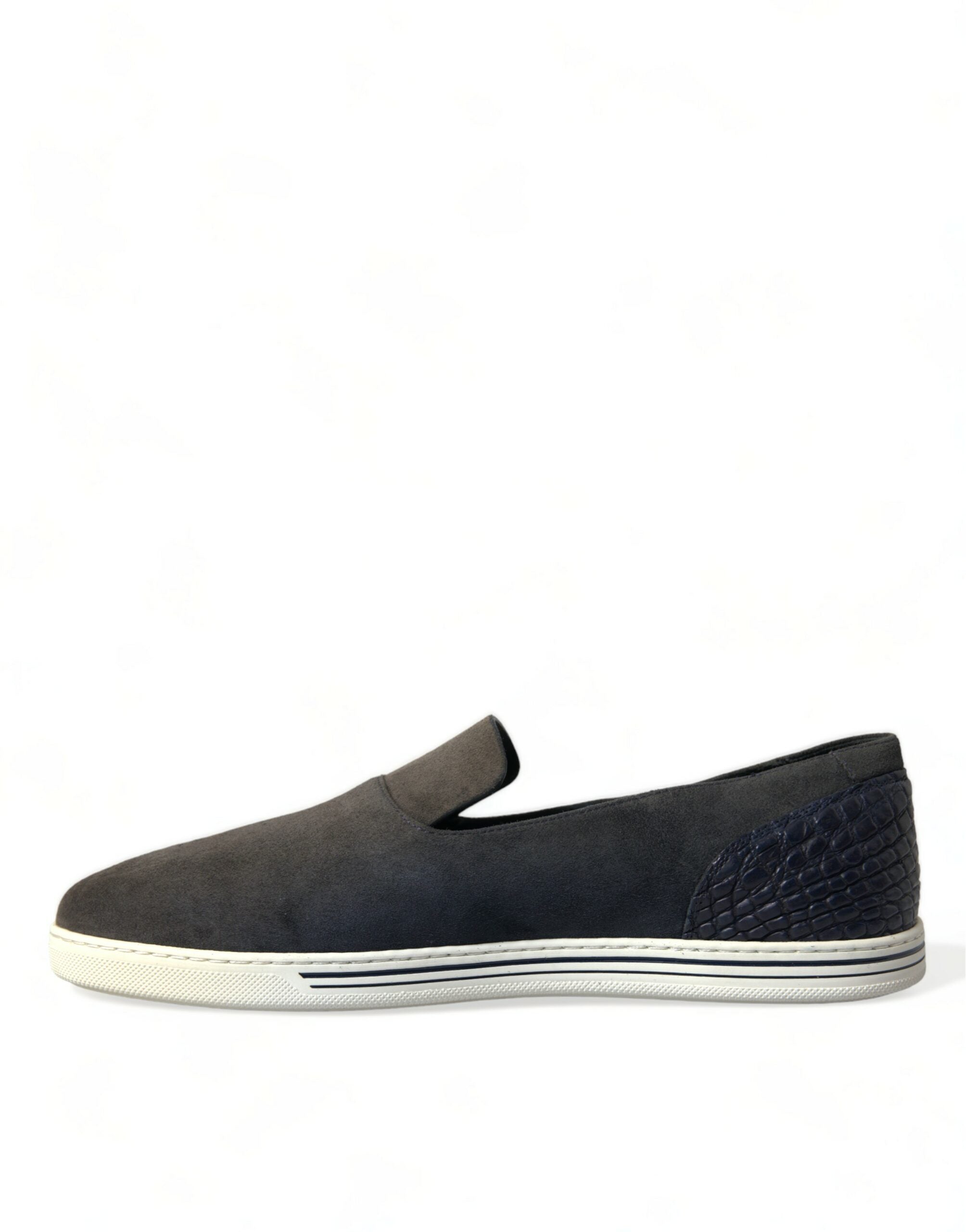 Blue Suede Caiman Men's Loafers Slippers Shoes