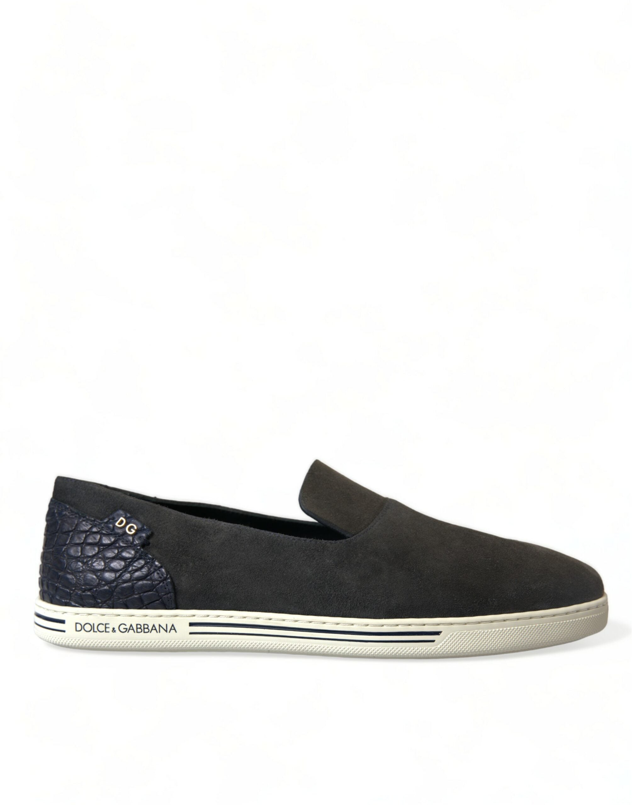 Blue Suede Caiman Men's Loafers Slippers Shoes