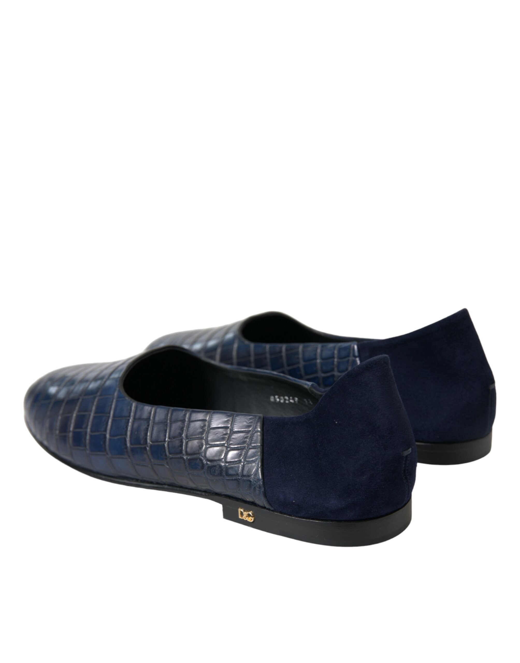 Mocassini blu in pelle di coccodrillo slip on