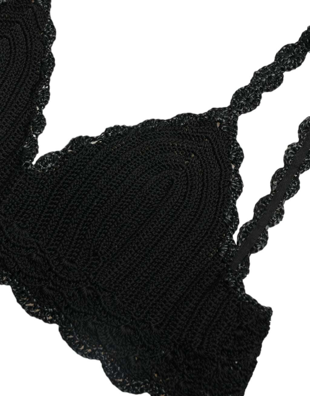 Schwarzes bauchfreies Häkel-Tanktop aus Baumwolle