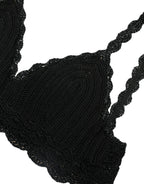 Schwarzes bauchfreies Häkel-Tanktop aus Baumwolle