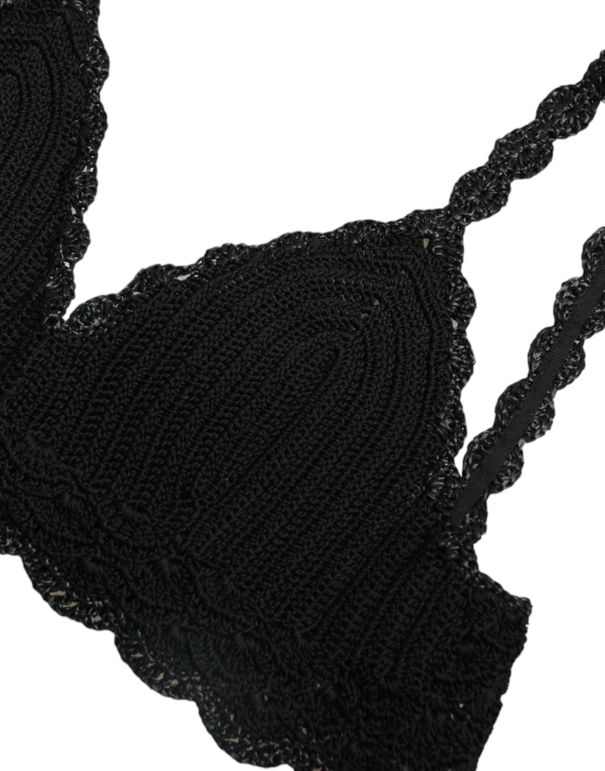 Schwarzes bauchfreies Häkel-Tanktop aus Baumwolle