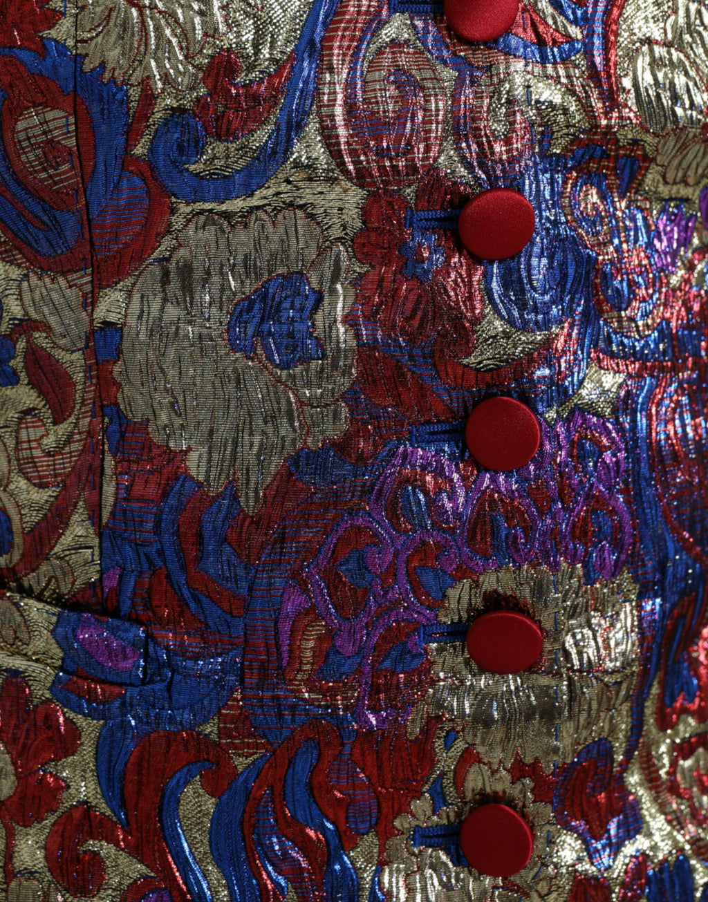 Mehrfarbiges Jacquard-Westen-Oberteil mit Knopfleiste