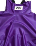 Lila Stretch-Nylon-Top mit langen Ärmeln und schmaler Passform