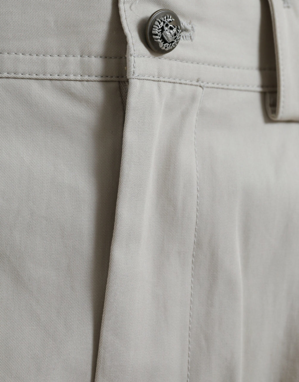 Beige High Waist Hose aus Baumwolle mit schmal zulaufendem Bein