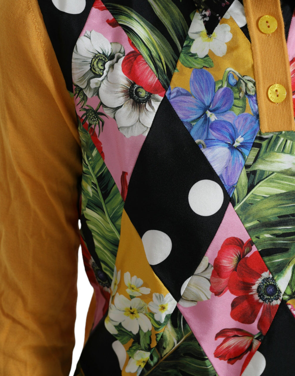 Mehrfarbiger Patchwork-Henley-Pullover aus Kaschmir
