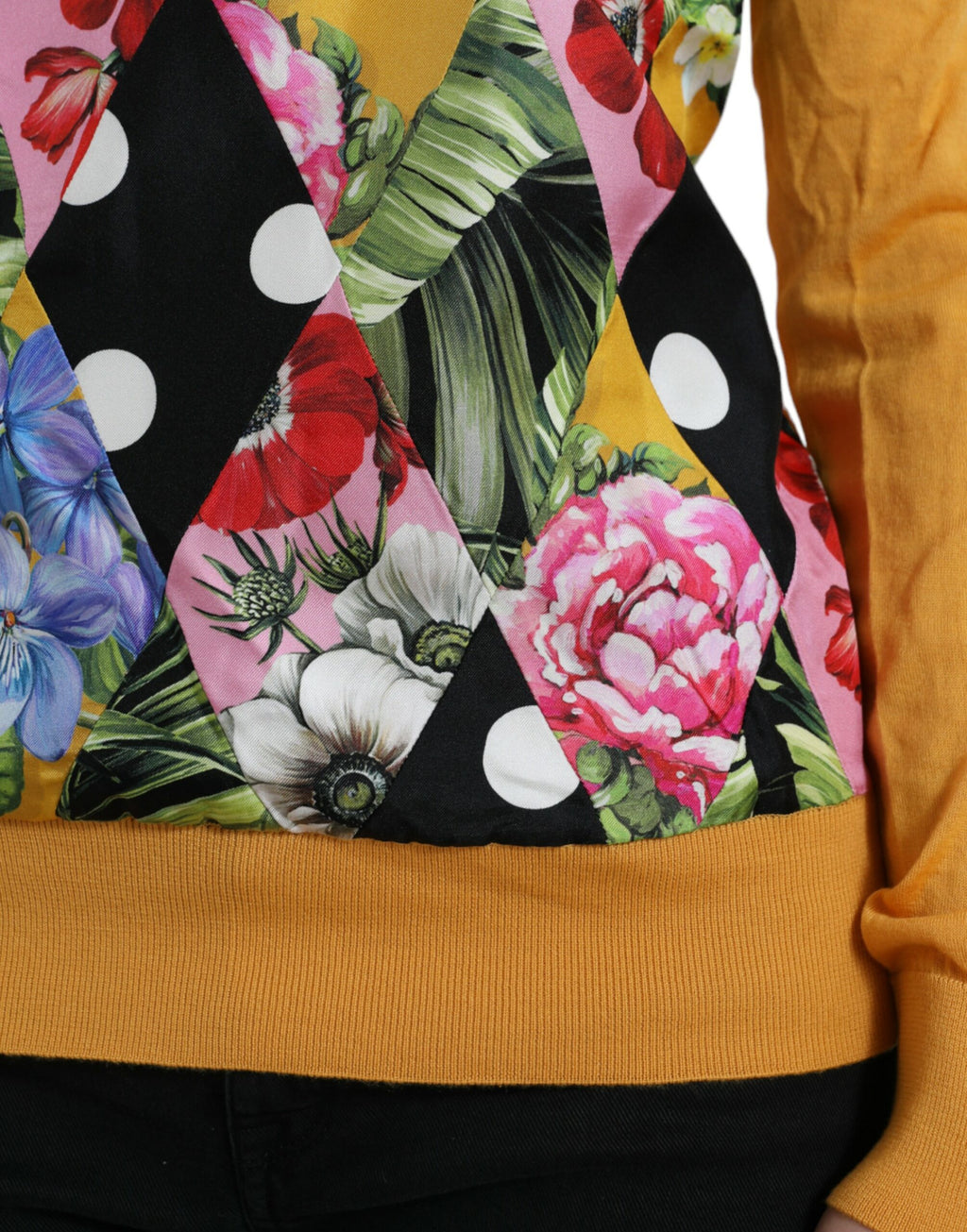 Mehrfarbiger Patchwork-Henley-Pullover aus Kaschmir