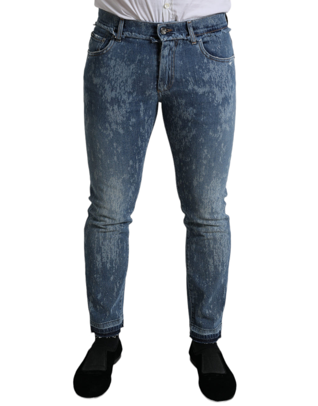 Blaue Washed Skinny Jeans aus Stretch-Denim