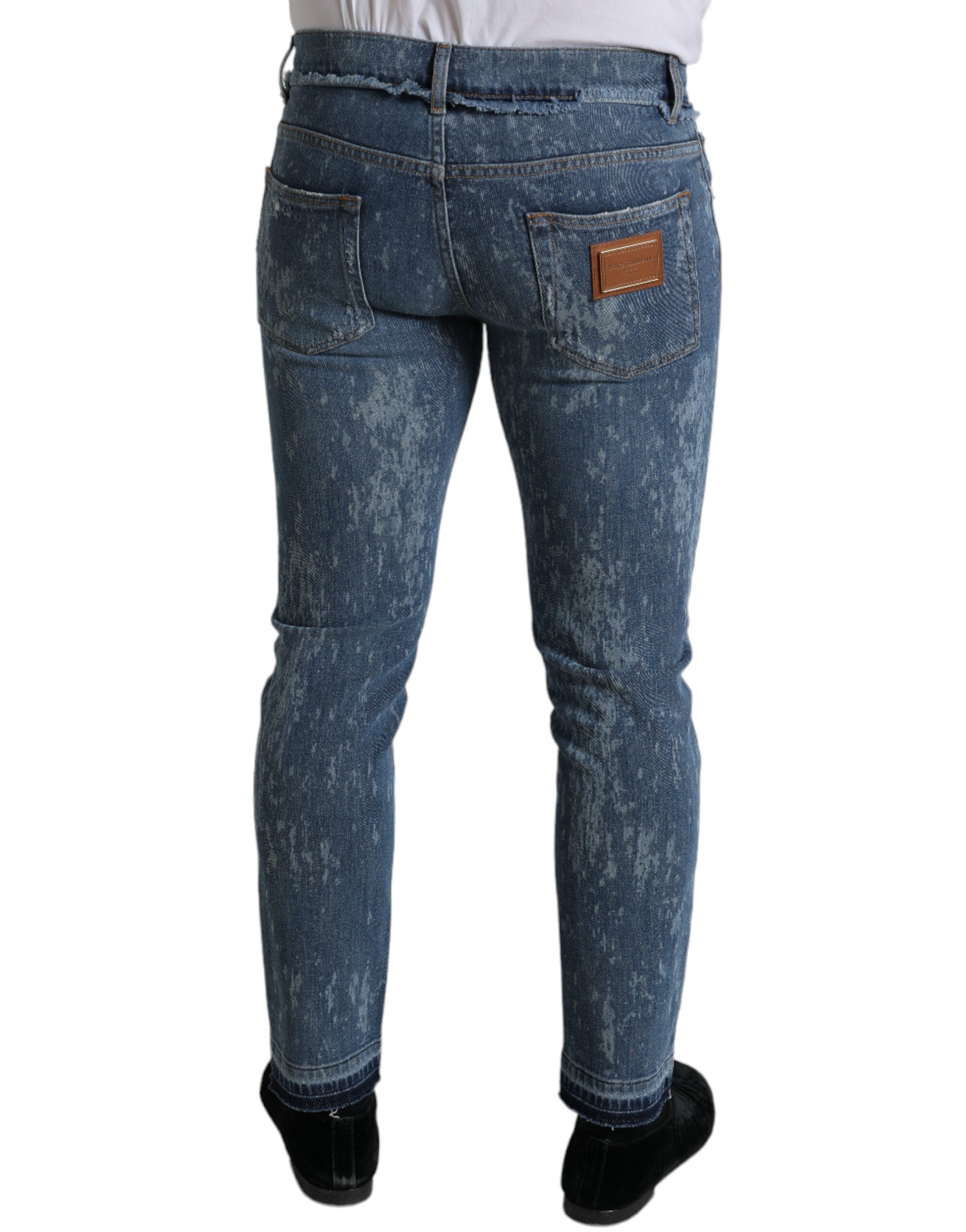 Blaue Washed Skinny Jeans aus Stretch-Denim