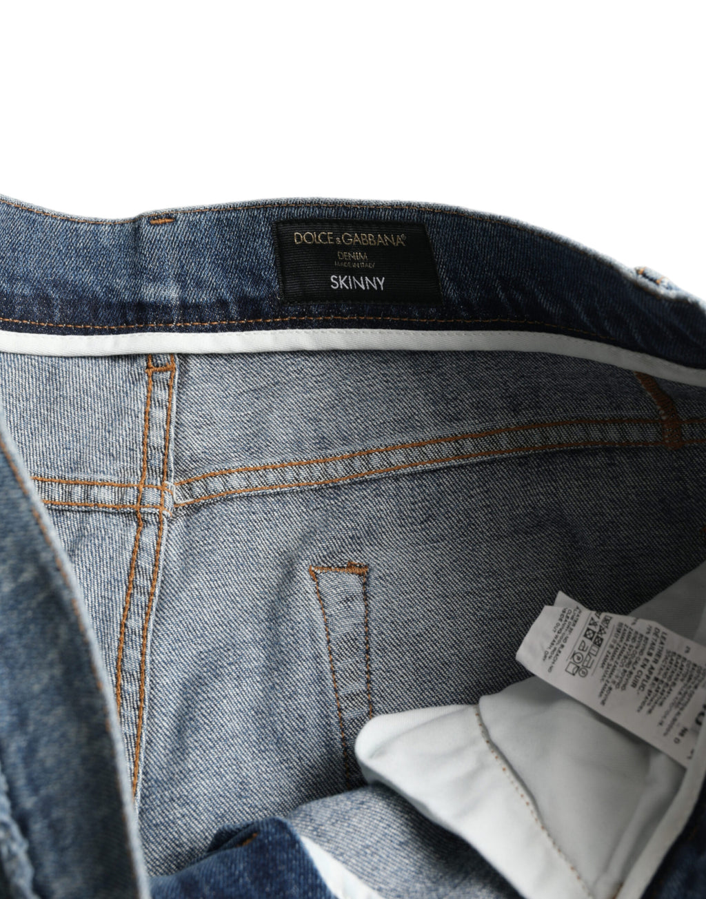 Blaue Washed Skinny Jeans aus Stretch-Denim