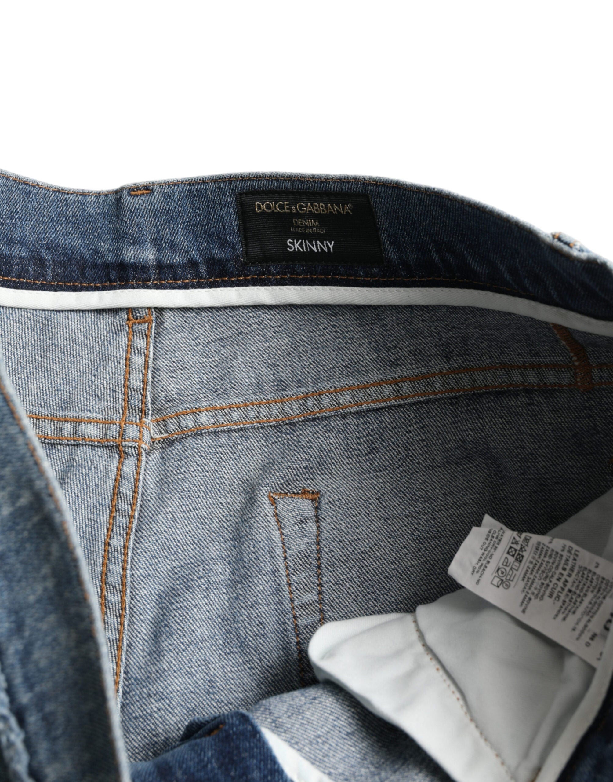 Blaue Washed Skinny Jeans aus Stretch-Denim