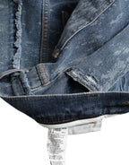 Blaue Washed Skinny Jeans aus Stretch-Denim