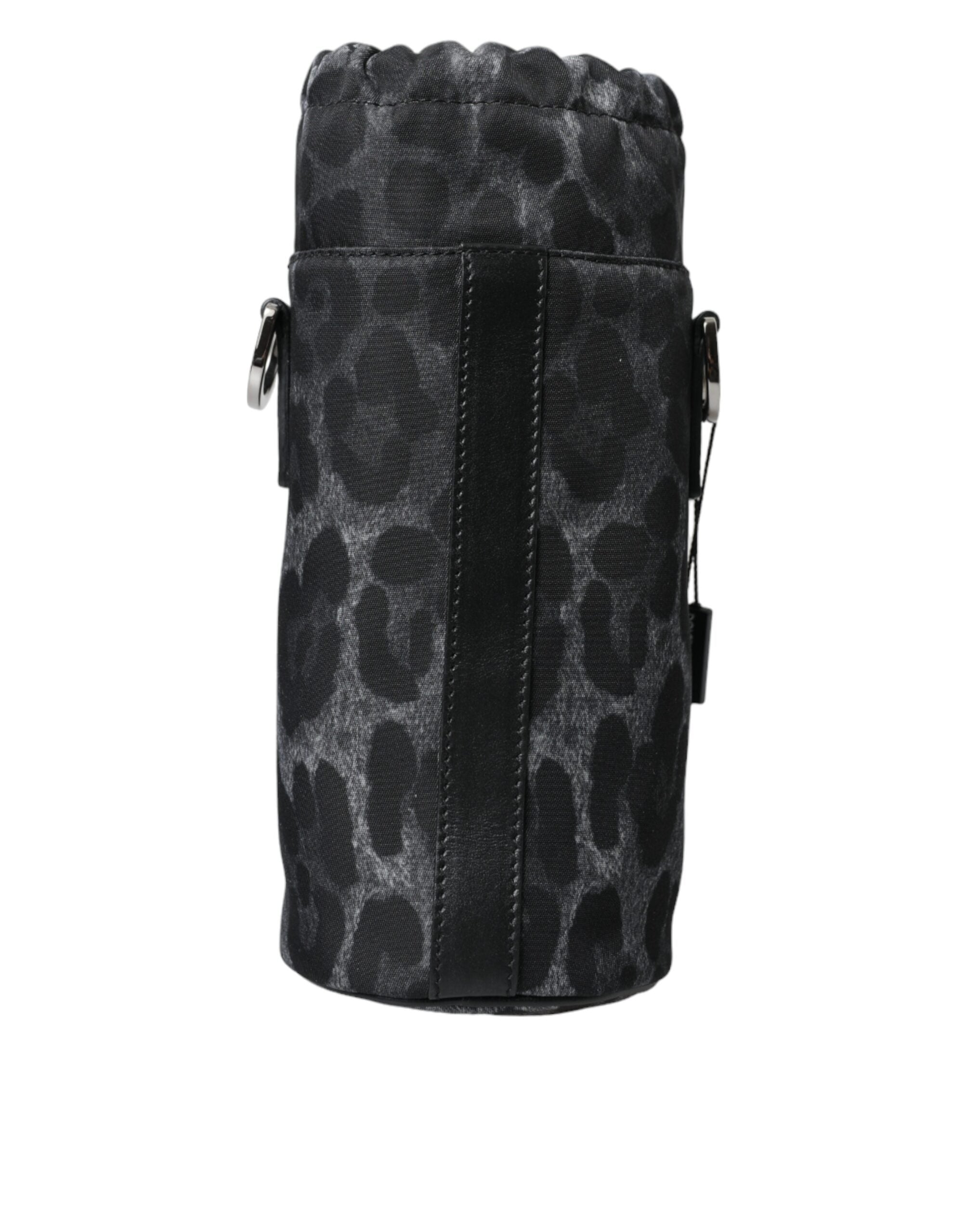 Black Leopard Runde Schlanke Einkaufstasche Flaschenhaltertasche