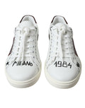 Weiße Bordeaux Leder Logo Low Top Sneakers