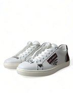 Weiße Bordeaux Leder Logo Low Top Sneakers