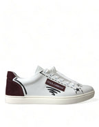 Weiße Bordeaux Leder Logo Low Top Sneakers