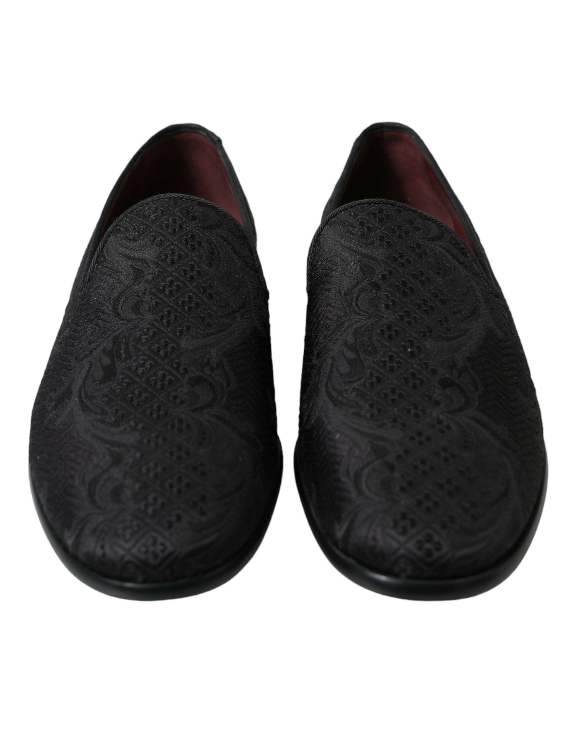 Black Brocade Men's Slip-On Loafer Dress Shoes