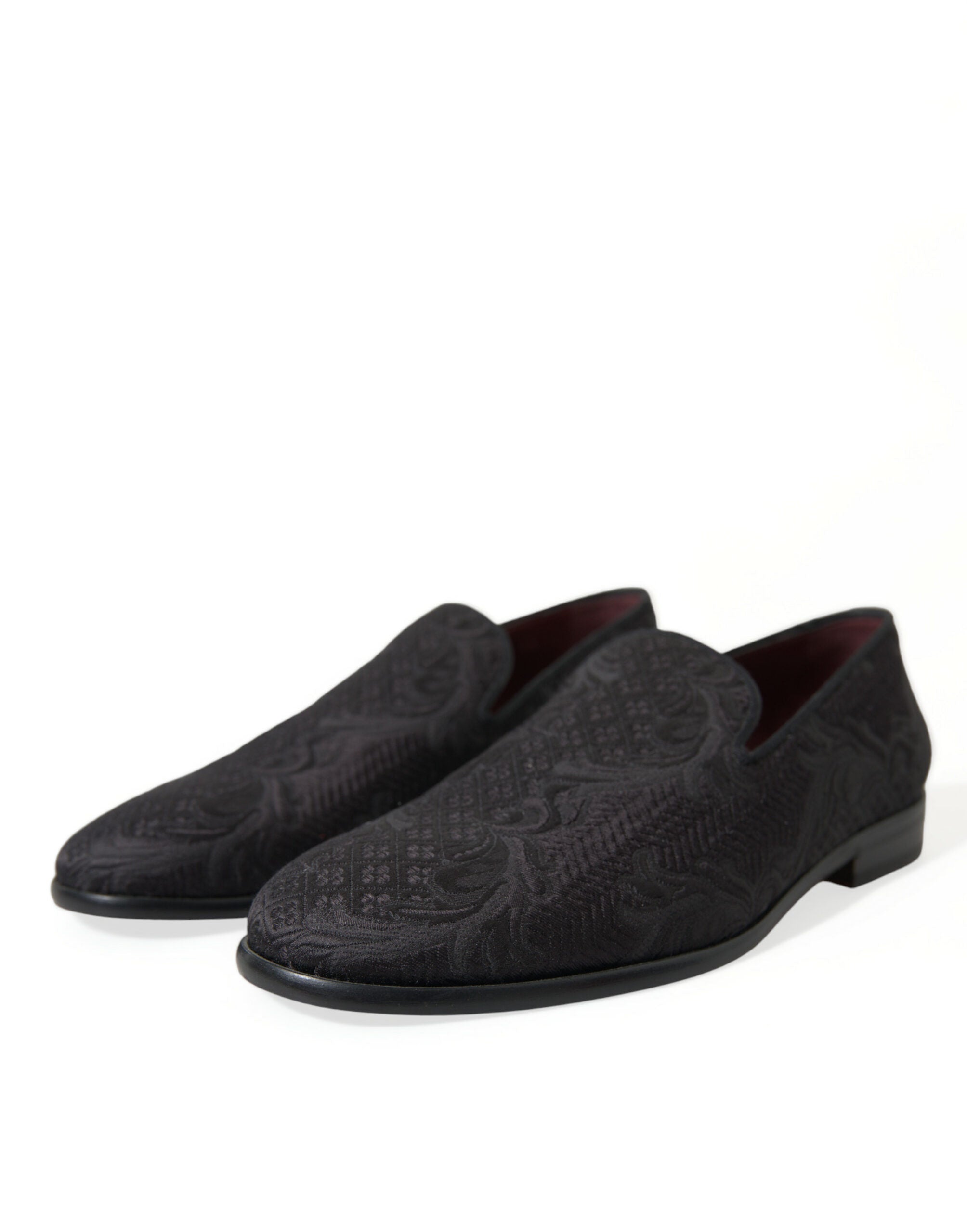 Black Brocade Men's Slip-On Loafer Dress Shoes