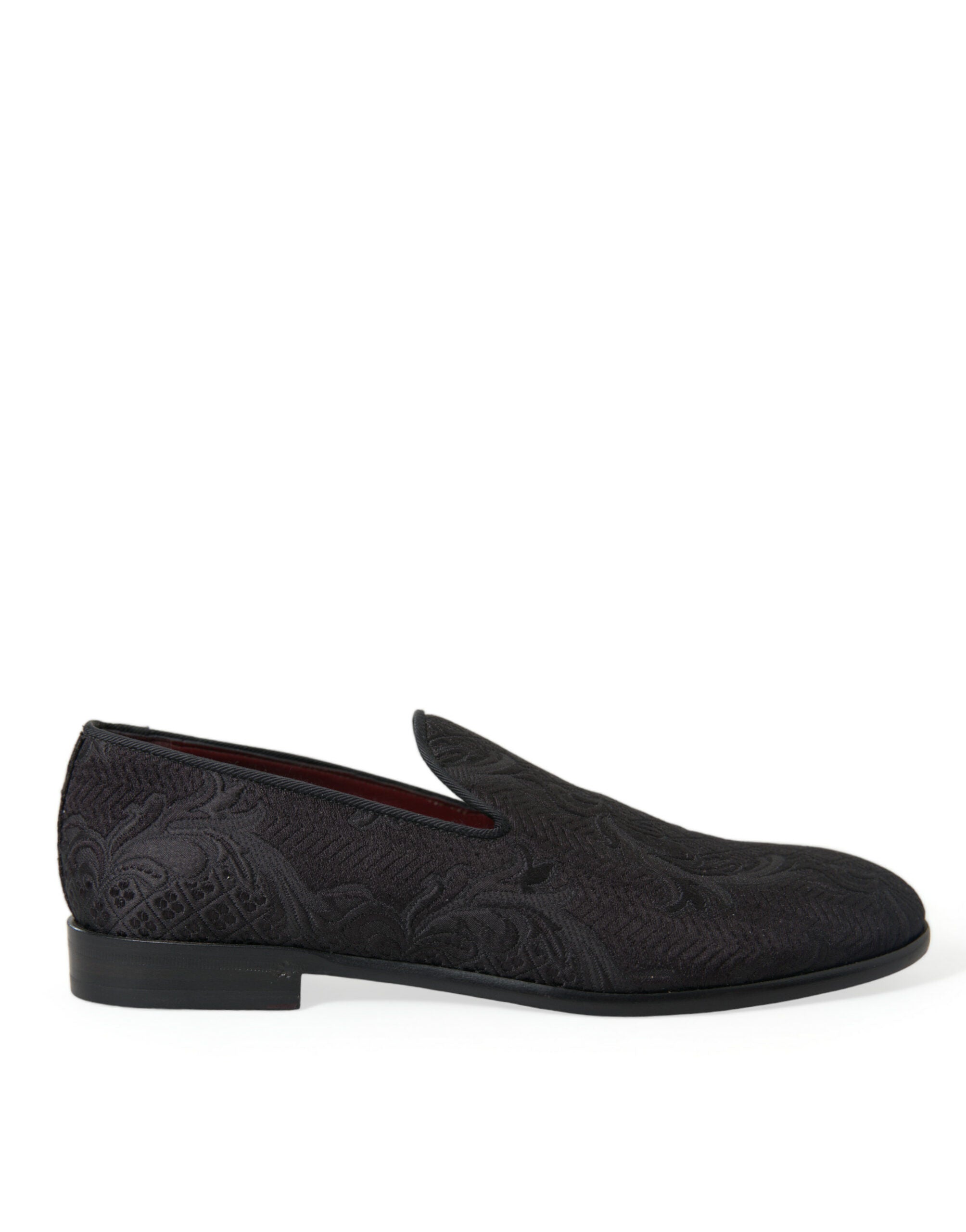 Black Brocade Men's Slip-On Loafer Dress Shoes