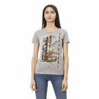 Graues Damen-T-Shirt aus Baumwolle