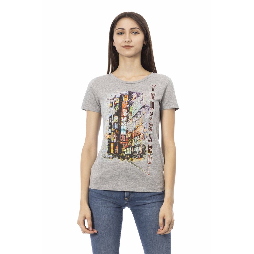 Graues Damen-T-Shirt aus Baumwolle