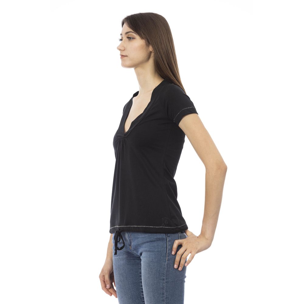 Schwarzes Baumwoll-T-Shirt für Damen