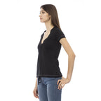 Schwarzes Baumwoll-T-Shirt für Damen