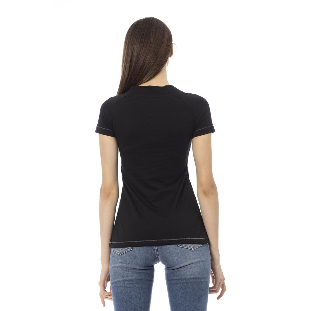Schwarzes Baumwoll-T-Shirt für Damen