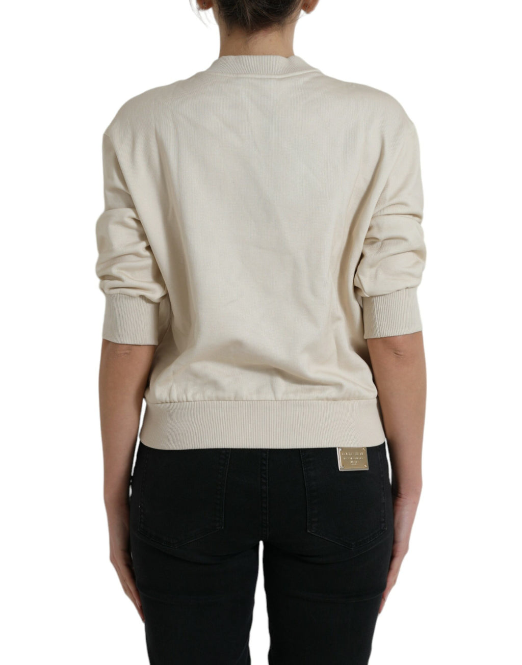 Beige Pullover aus Baumwolle mit Dschungelprint