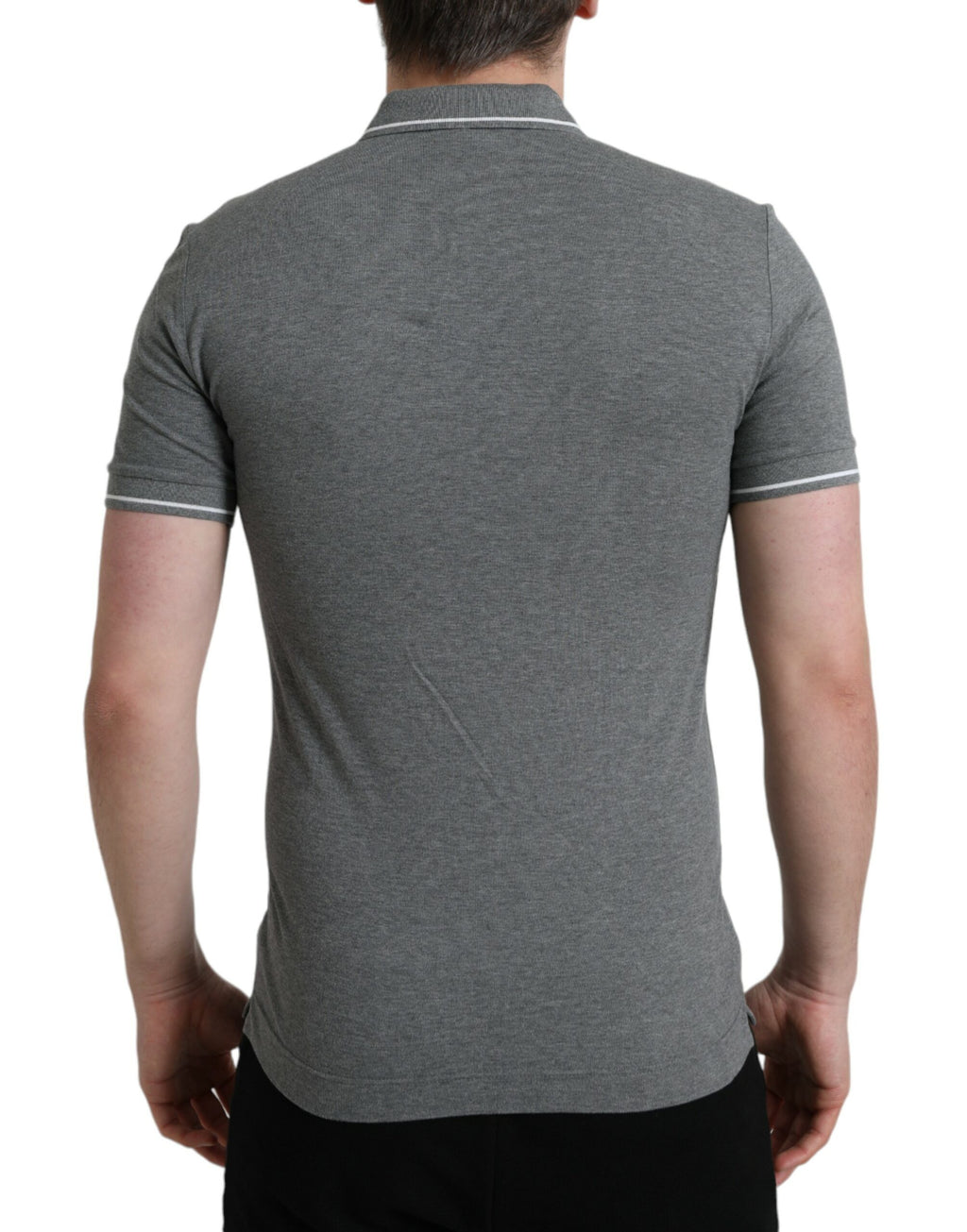Graues kurzärmeliges T-Shirt mit Kragen und Krone