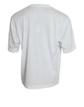 Weißes Baumwoll-T-Shirt mit kurzen Ärmeln und Rundhalsausschnitt