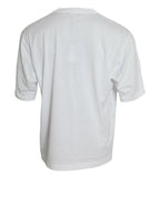 Weißes Baumwoll-T-Shirt mit kurzen Ärmeln und Rundhalsausschnitt