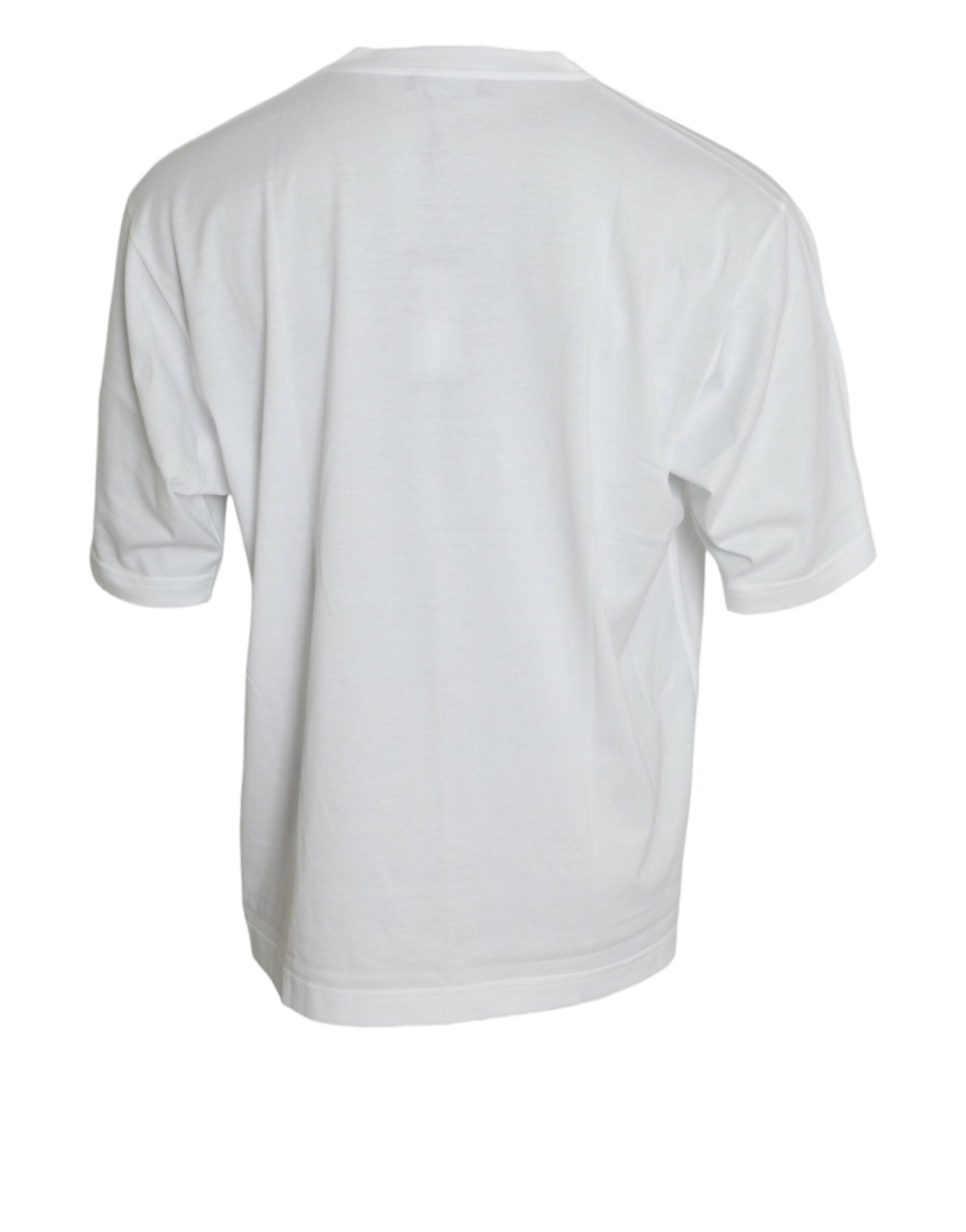 Weißes Baumwoll-T-Shirt mit kurzen Ärmeln und Rundhalsausschnitt