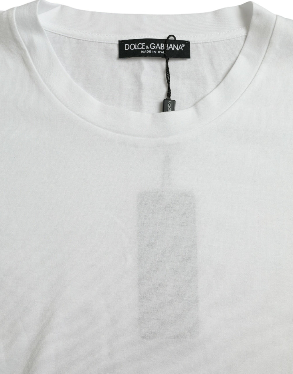 Weißes Baumwoll-T-Shirt mit kurzen Ärmeln und Rundhalsausschnitt