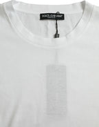 Weißes Baumwoll-T-Shirt mit kurzen Ärmeln und Rundhalsausschnitt