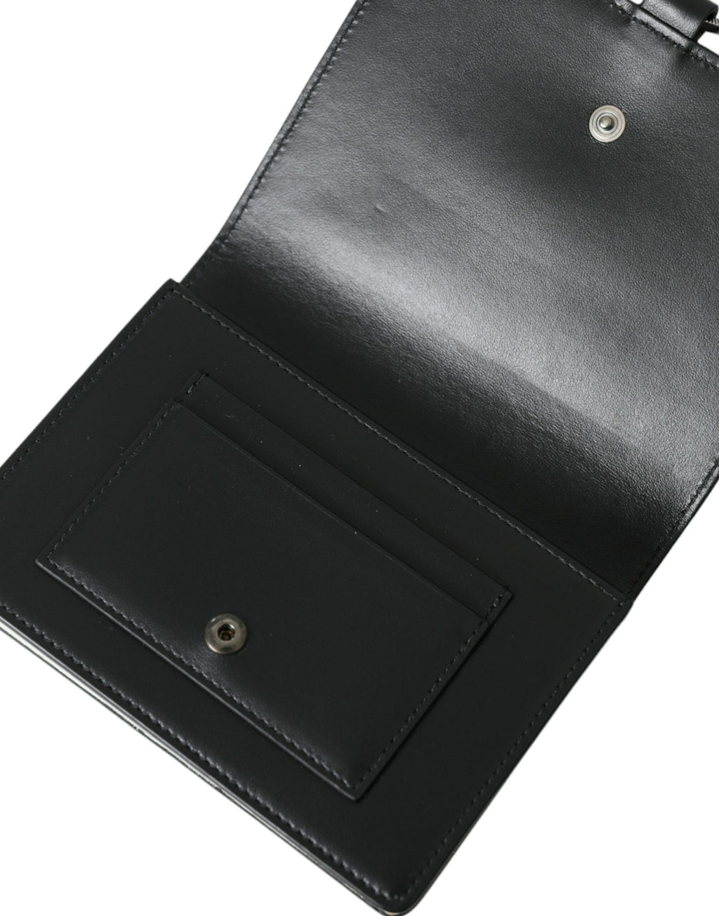 Portemonnaie aus Leder in Schwarz-Weiß mit Kristallverzierung
