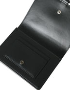 Portemonnaie aus Leder in Schwarz-Weiß mit Kristallverzierung