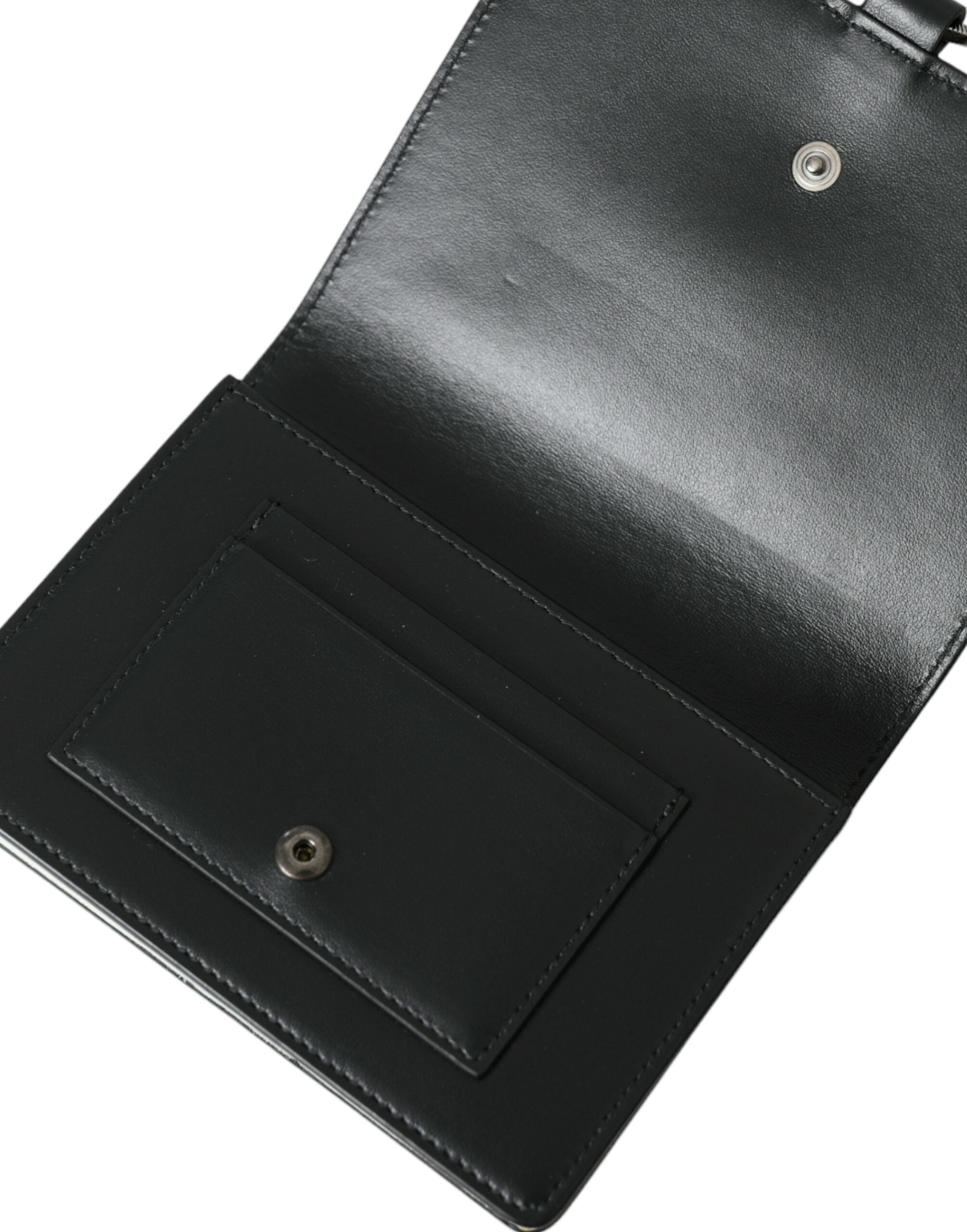 Portemonnaie aus Leder in Schwarz-Weiß mit Kristallverzierung