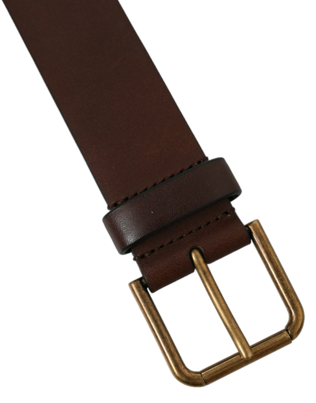 Brauner Kalbsleder-Gürtel mit Metallschnalle in Gold