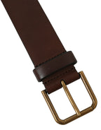 Brauner Kalbsleder-Gürtel mit Metallschnalle in Gold