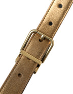 Metallic Gold Kalbsleder Gürtel mit Metallschnalle