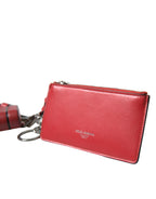 Rotes Leder Silberfarbenes Metall-Logo-Band Airpods Pouch Hülle