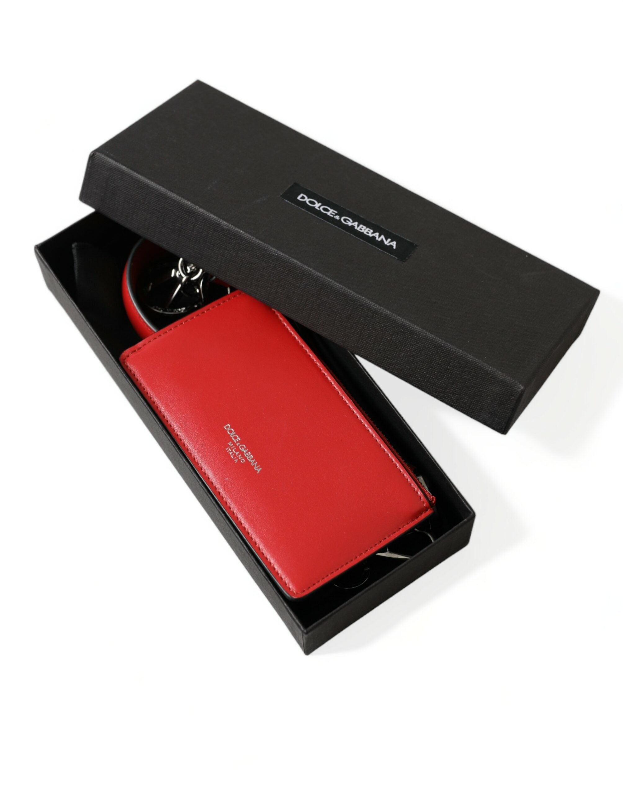 Rotes Leder Silberfarbenes Metall-Logo-Band Airpods Pouch Hülle