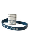 Weißblaues Kalbsleder Airpods Case mit Logo-Print und Riemen