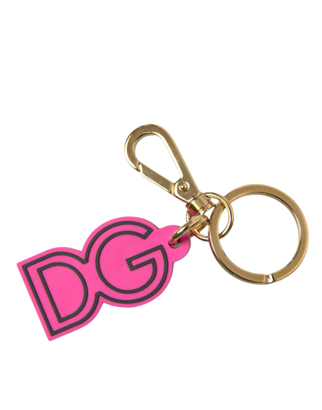 Schlüsselanhänger aus rosa Gummi mit goldfarbenem DG-Logo