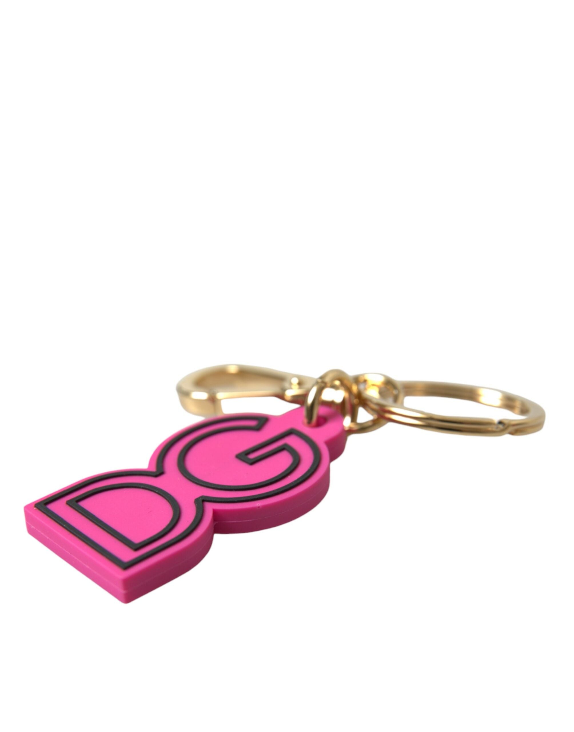 Schlüsselanhänger aus rosa Gummi mit goldfarbenem DG-Logo