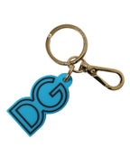Blauer Gummi Schlüsselanhänger mit DG-Logo aus goldfarbenem Metall
