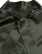 Gray Long Sleeves Ascot Collar Blouse Top
